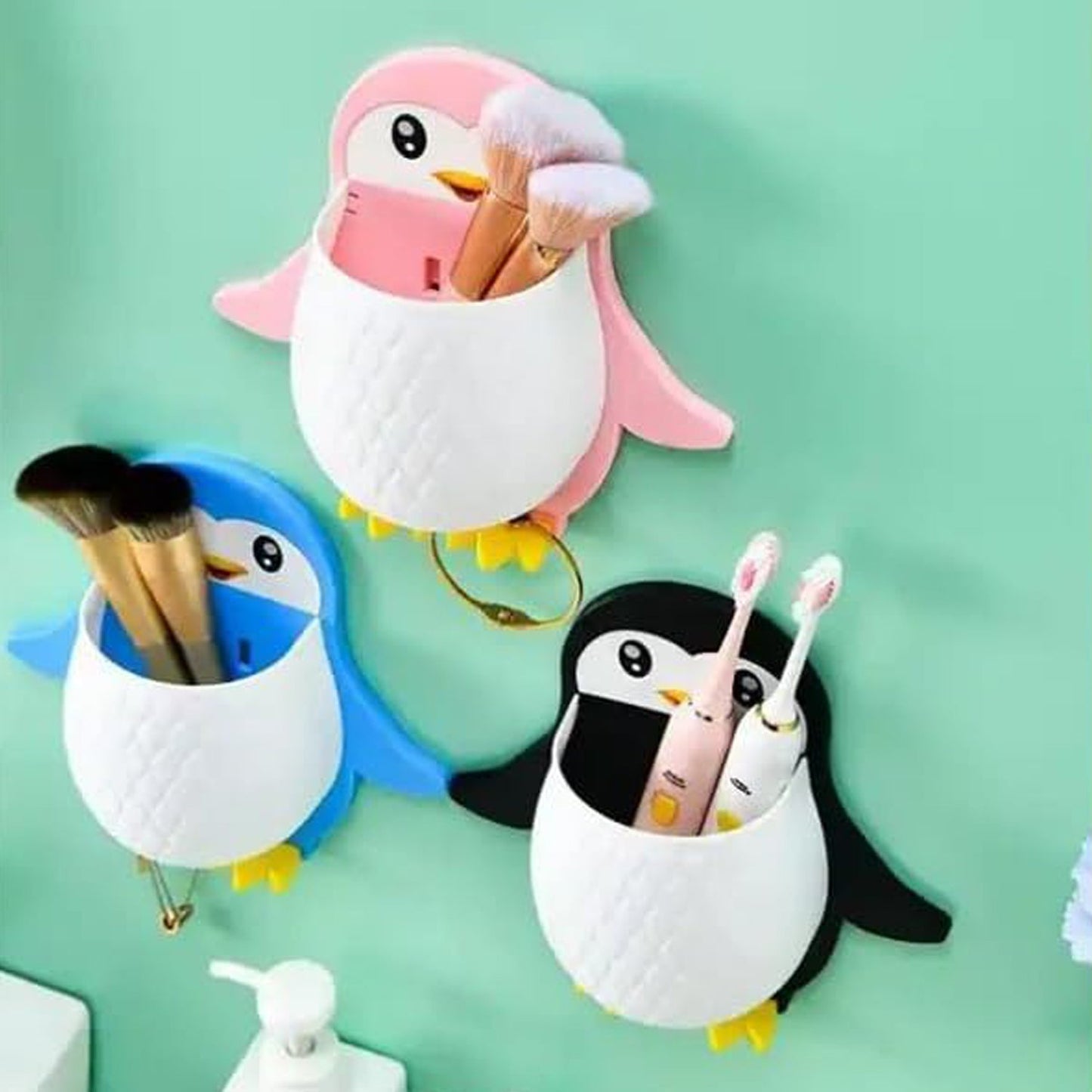 Penguin Storage Box, Wall Nightstand, Office Plastic Wall Mount signaturekarts