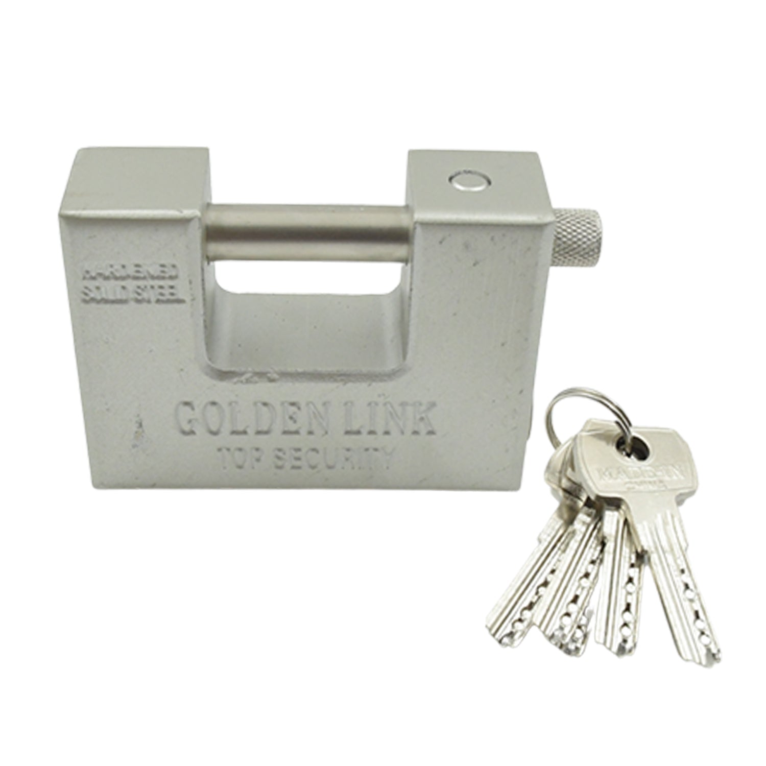 94mm Stainless Steel Padlock: Rectangular, Hardened Steel, 5 Keys signaturekarts