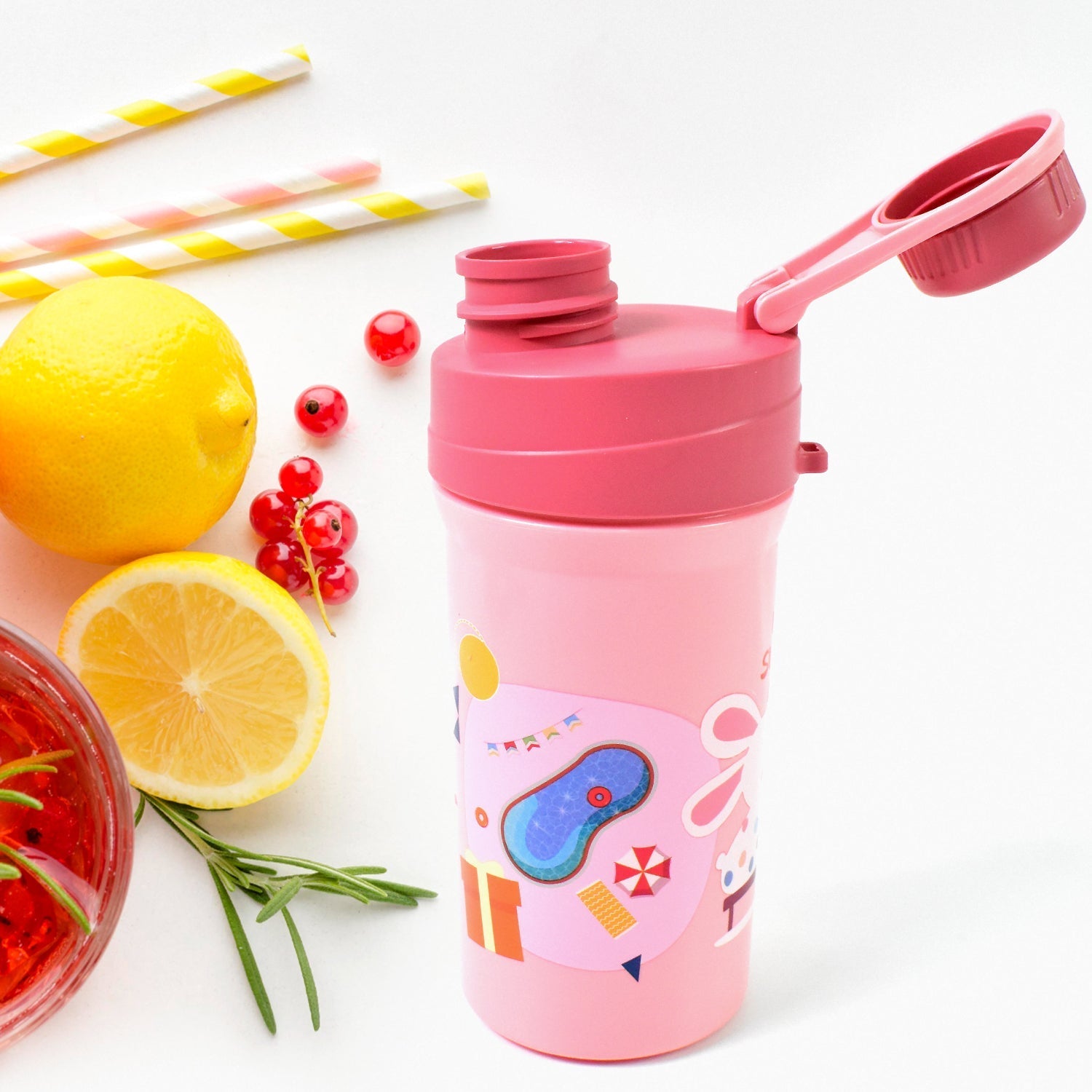 Plastic Lunch Box Leak Proof 2 Compartment with Bottle and Fork (1 Set / Mix Color) Signaturekarts