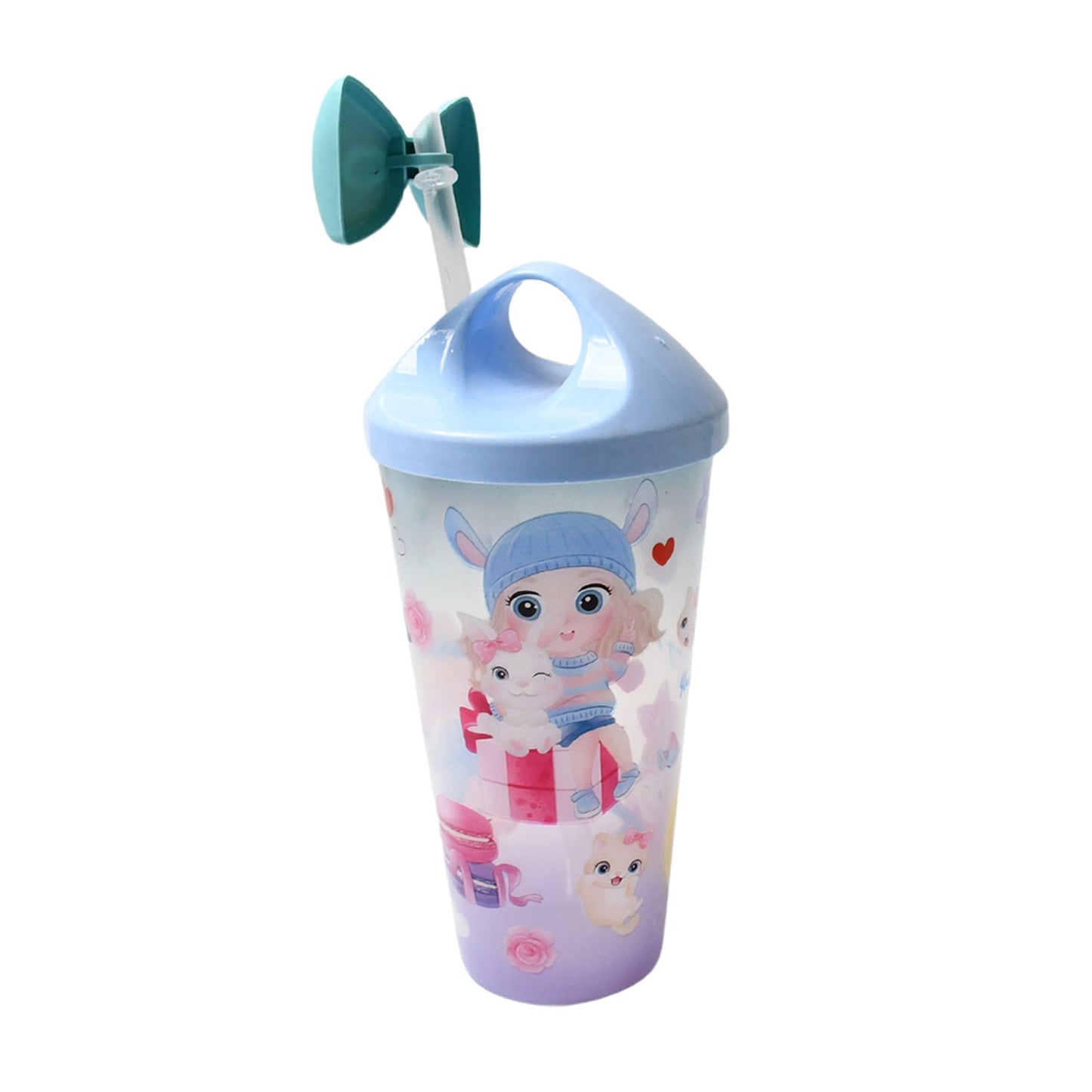 Unicorn Water Bottle with Straw & Lid for Kids (Without Light) signaturekarts