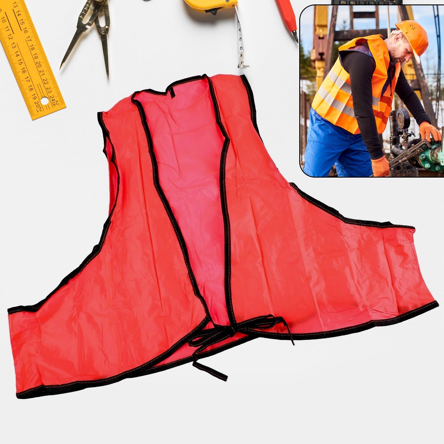 Economy PVC Safety Vest – Soft Vinyl, Tie Closure, High Visibility signaturekarts