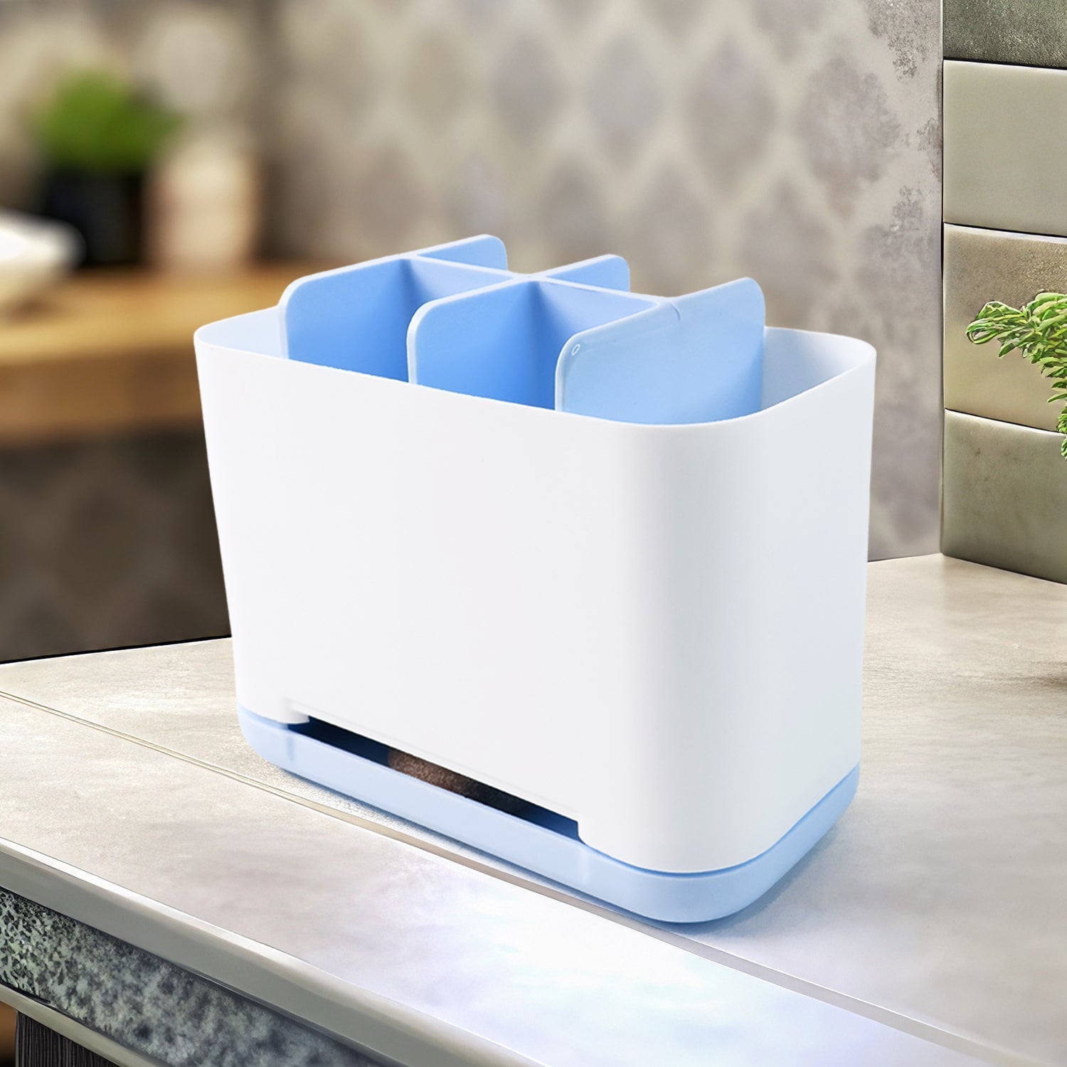 6 Compartment Multi Purpose Organizer Toothbrush Holder Stand Plastic Caddy (1 Pc) Signaturekarts