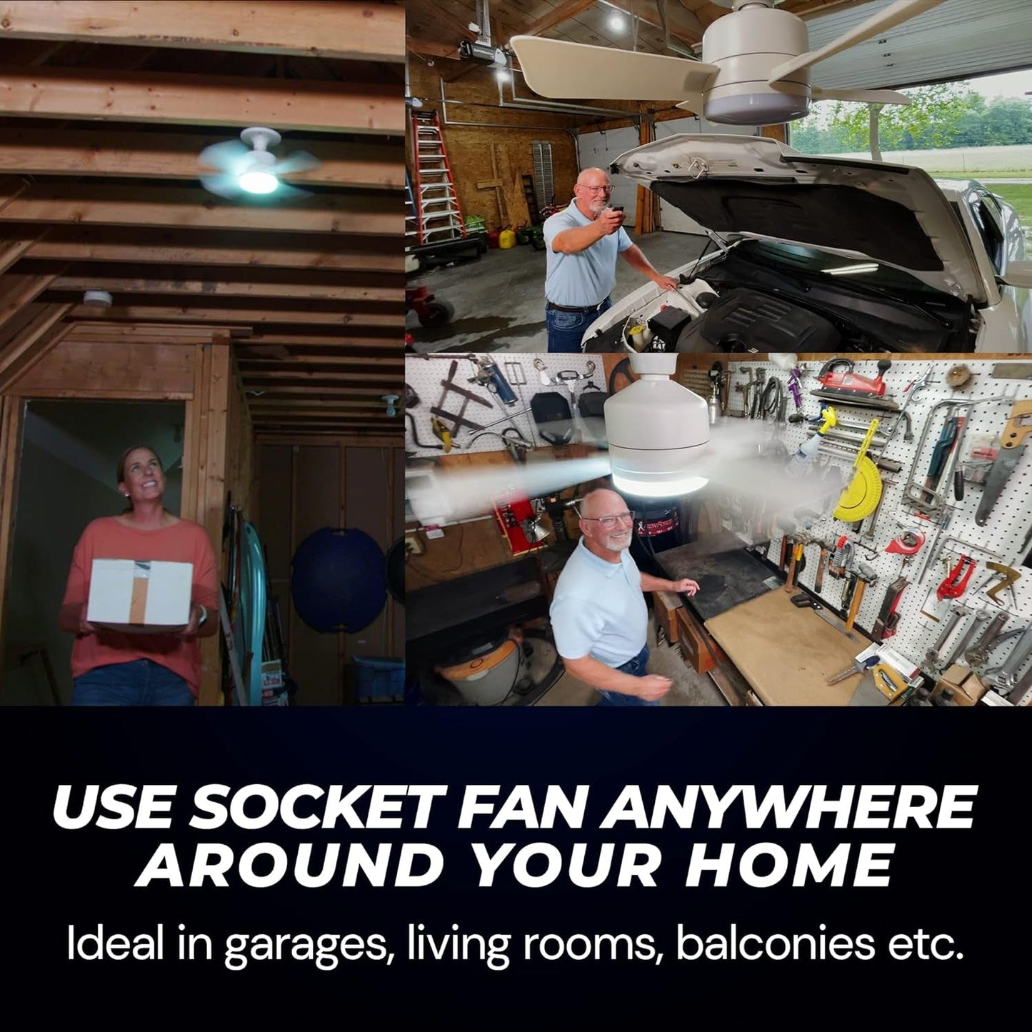 Original Cool LED Socket Fan Light 1000 Lumens 5000K Remote Controlled signaturekarts
