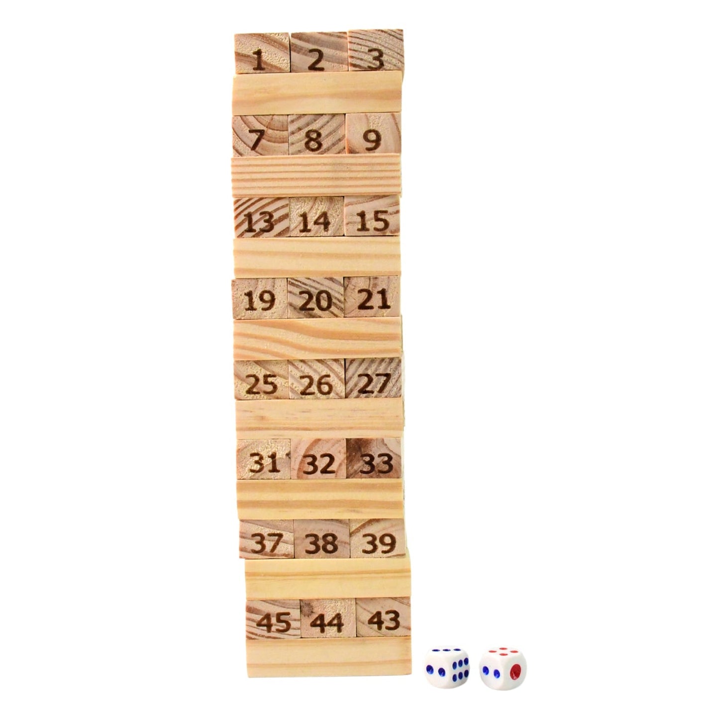Wooden Tumbling Stacking Tower Game, Zenga tower (48 Pcs Blocks 2 Dices) Signaturekarts