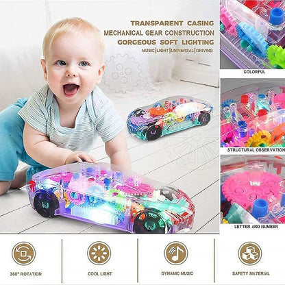 Rotating Transparent Gear Concept Car with Musical and 3D Flashing Lights Toy signaturekarts