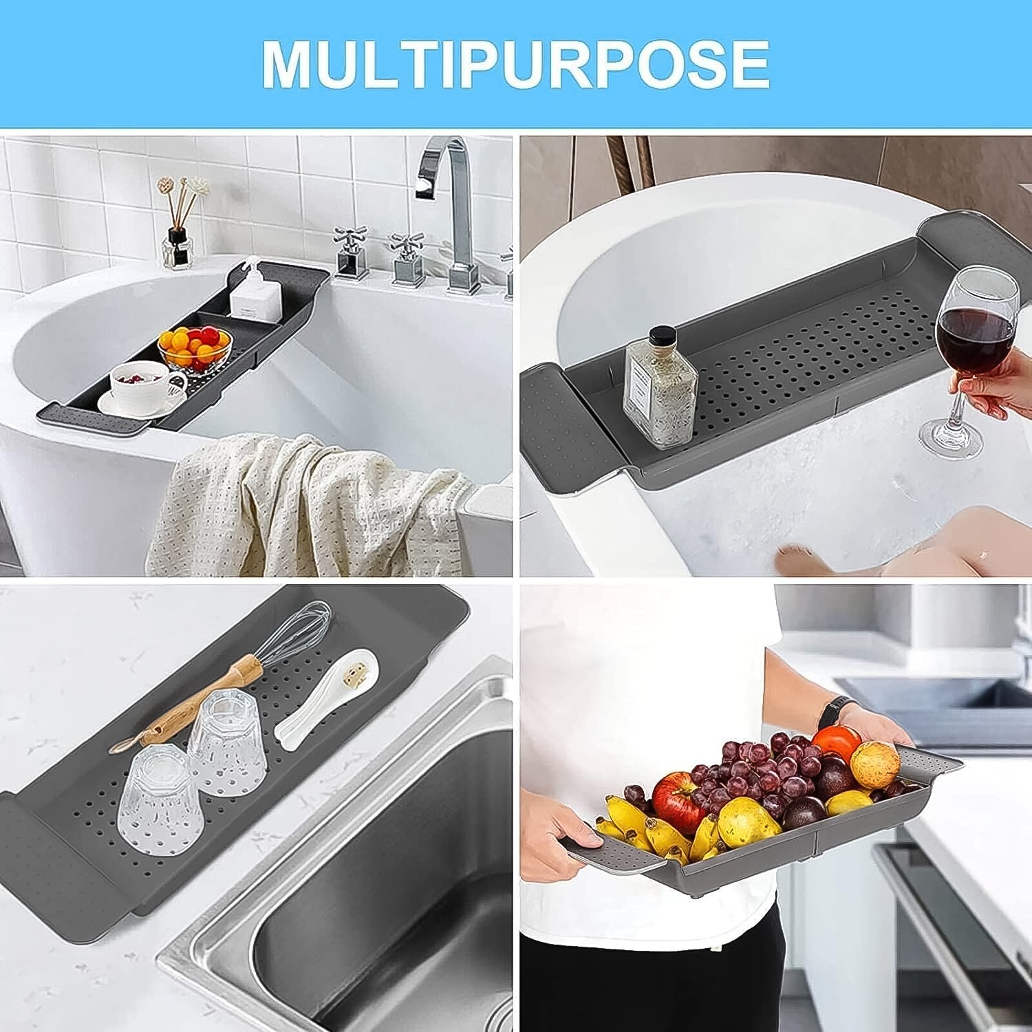 Retractable Bath Caddy, Retractable (78 Cm Long Adjust / 1 Pc / With White Box) Signaturekarts