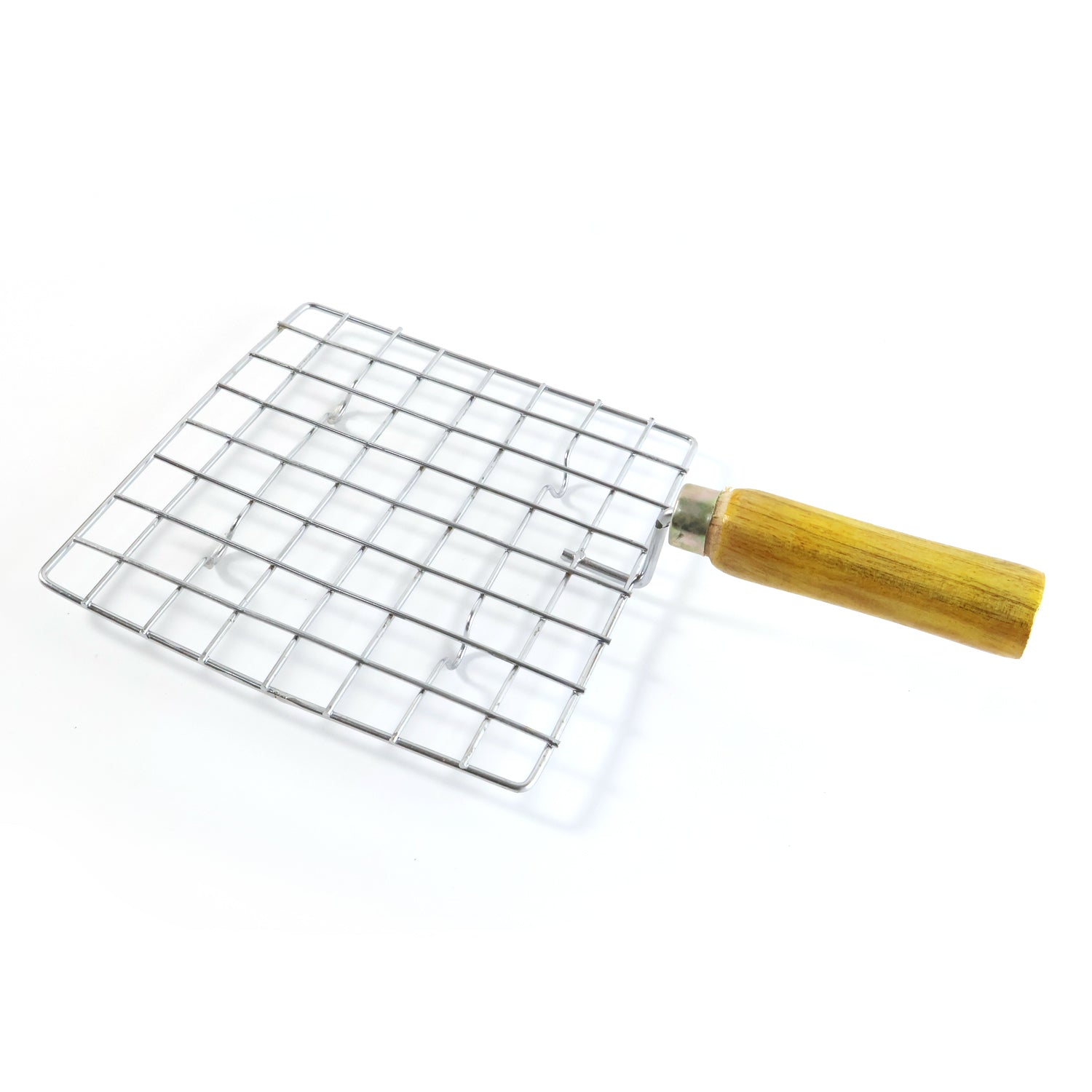 Kitchen Square Stainless Steel Roaster Jali, Barbecue Grill with Wooden Handle Signature Kart