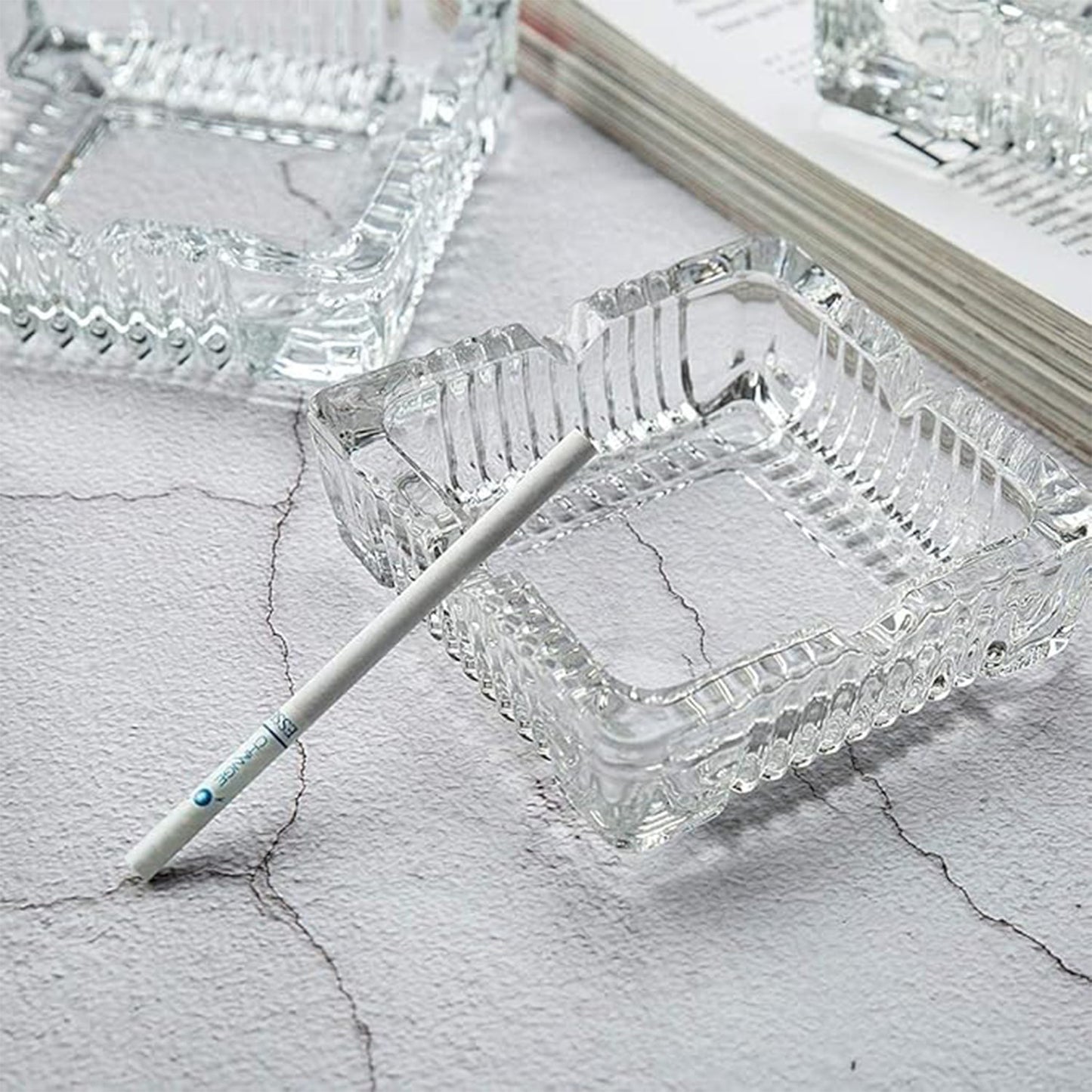 Square Glass Misti Crystal Quality Cigar Cigarette Ashtray Your Brand