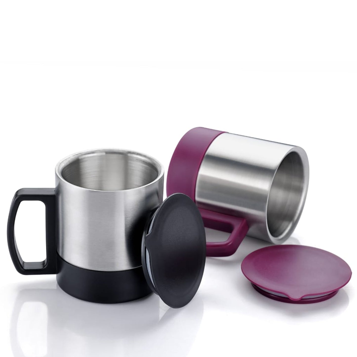 Stainless Steel Coffee/Tea Cup, Stainless Steel Lid Cover Hot Coffee/Tea Mug Hot Insulated Double Wall Stainless Steel, Coffee and Milk Cup with Lid & Handle Easy To Carry - Coffee Cup (1 Pc) signaturekarts