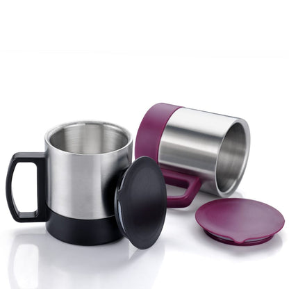 Stainless Steel Coffee/Tea Cup, Stainless Steel Lid Cover Hot Coffee/Tea Mug Hot Insulated Double Wall Stainless Steel, Coffee and Milk Cup with Lid & Handle Easy To Carry - Coffee Cup (1 Pc) signaturekarts
