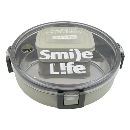 Miracle Stainless Steel Round Lunch Box, with Small Plastic Box Insert Leak Proof Lunch Box with Transparent lid, Lunch Box for Kids & Adults for School, Office (450 ML + 250 ML Approx) signaturekarts