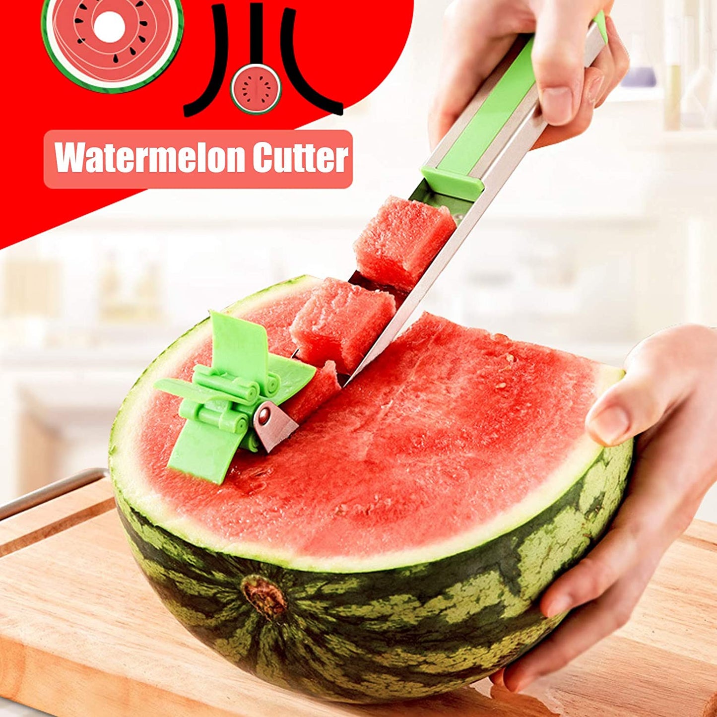 Stainless Steel Washable Watermelon Cutter – Windmill Slicer & Peeler signaturekarts