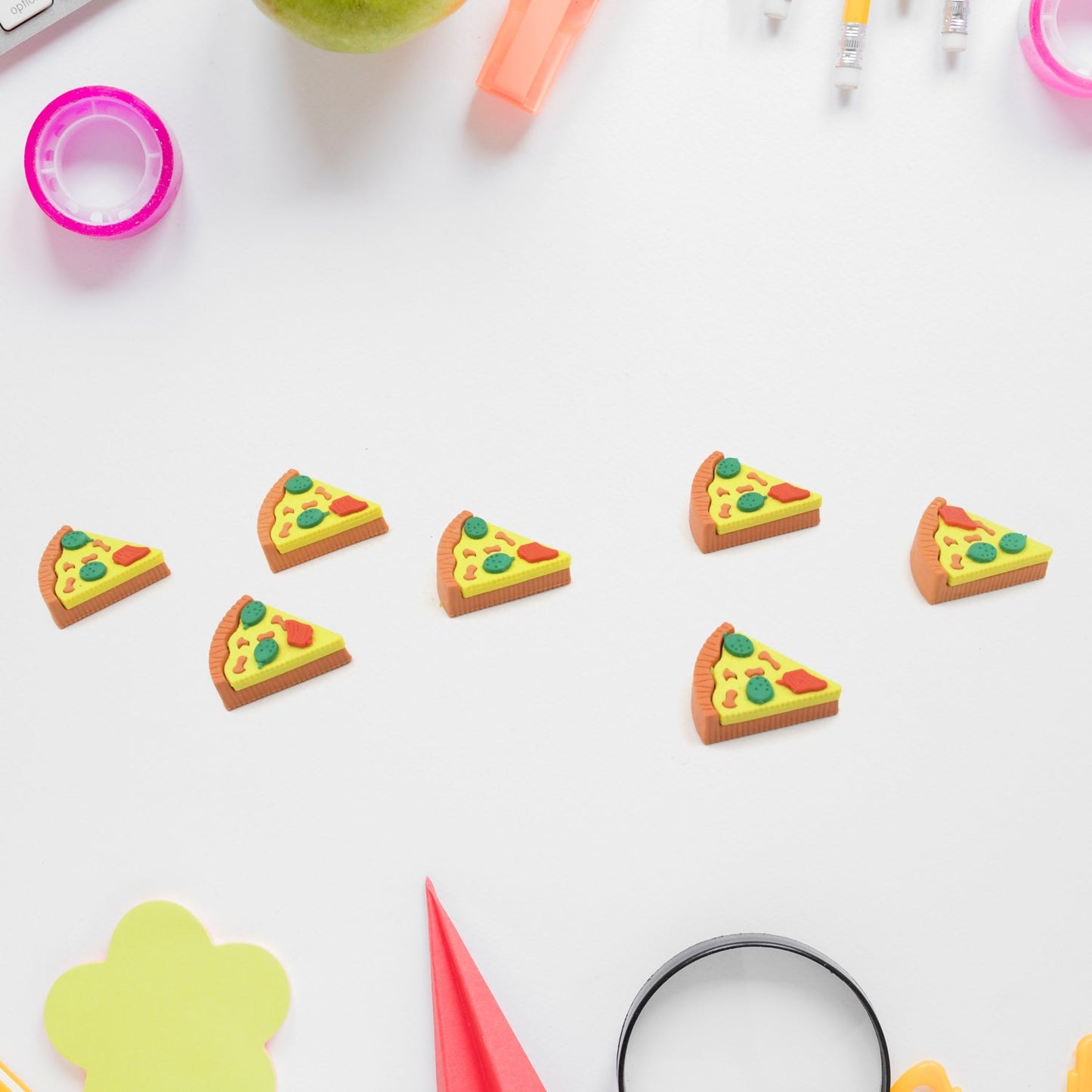 3D Pizza Slices Eraser Set – Fancy & Colorful Stationery for Kids & Gifts (7 slice) signaturekarts