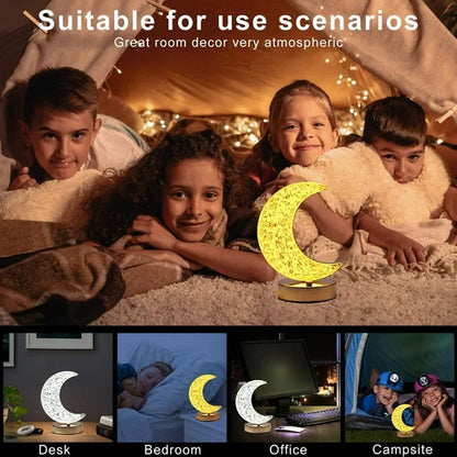 Moon Crystal Touch Table Lamp with 3 Color Dimmable USB Night Light signaturekarts