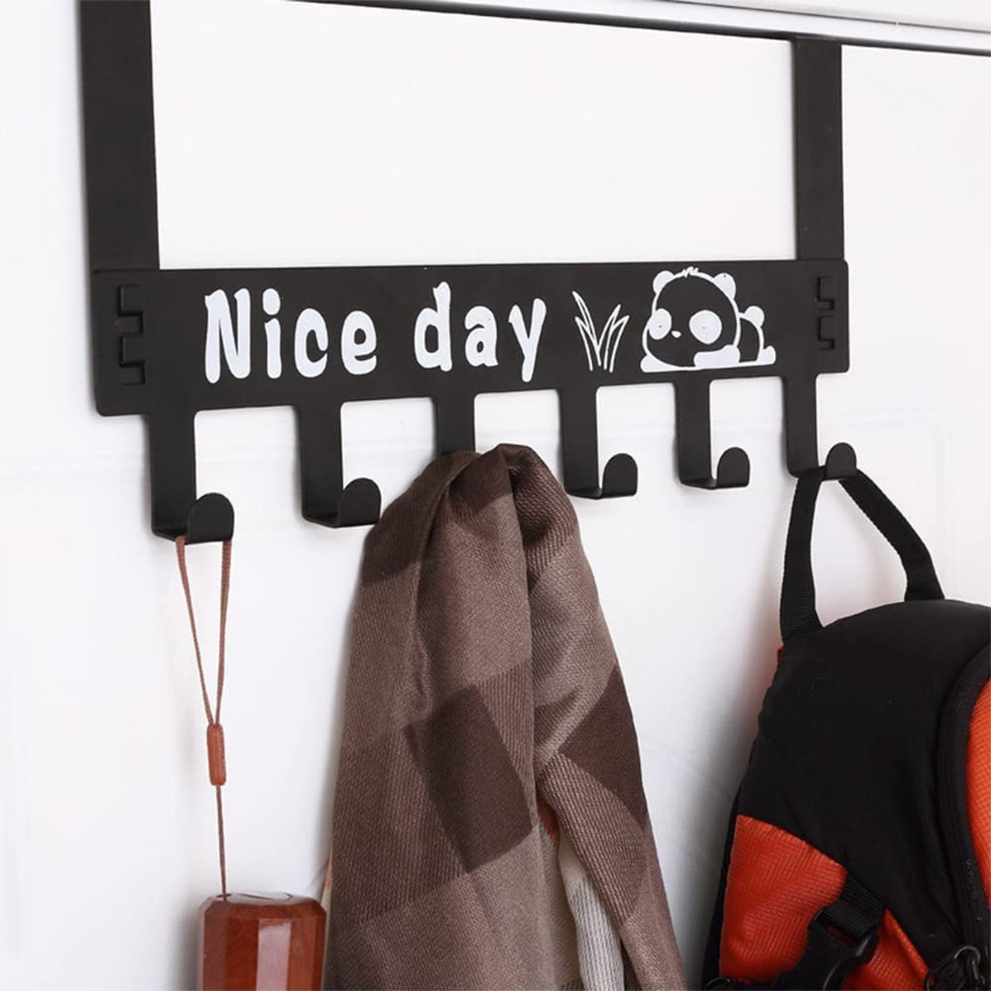 Heavy-Duty Carbon Steel Over Door Hook Rack for Towels & Coats (1 Pc, 6 Hooks) signaturekarts