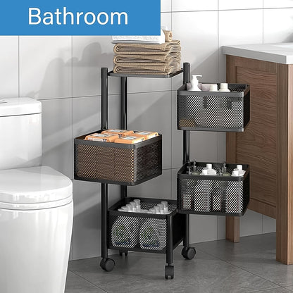 Metal Square High Quality Kitchen Trolley with Wheels (4 Layer / 1 Pc) Signature kart