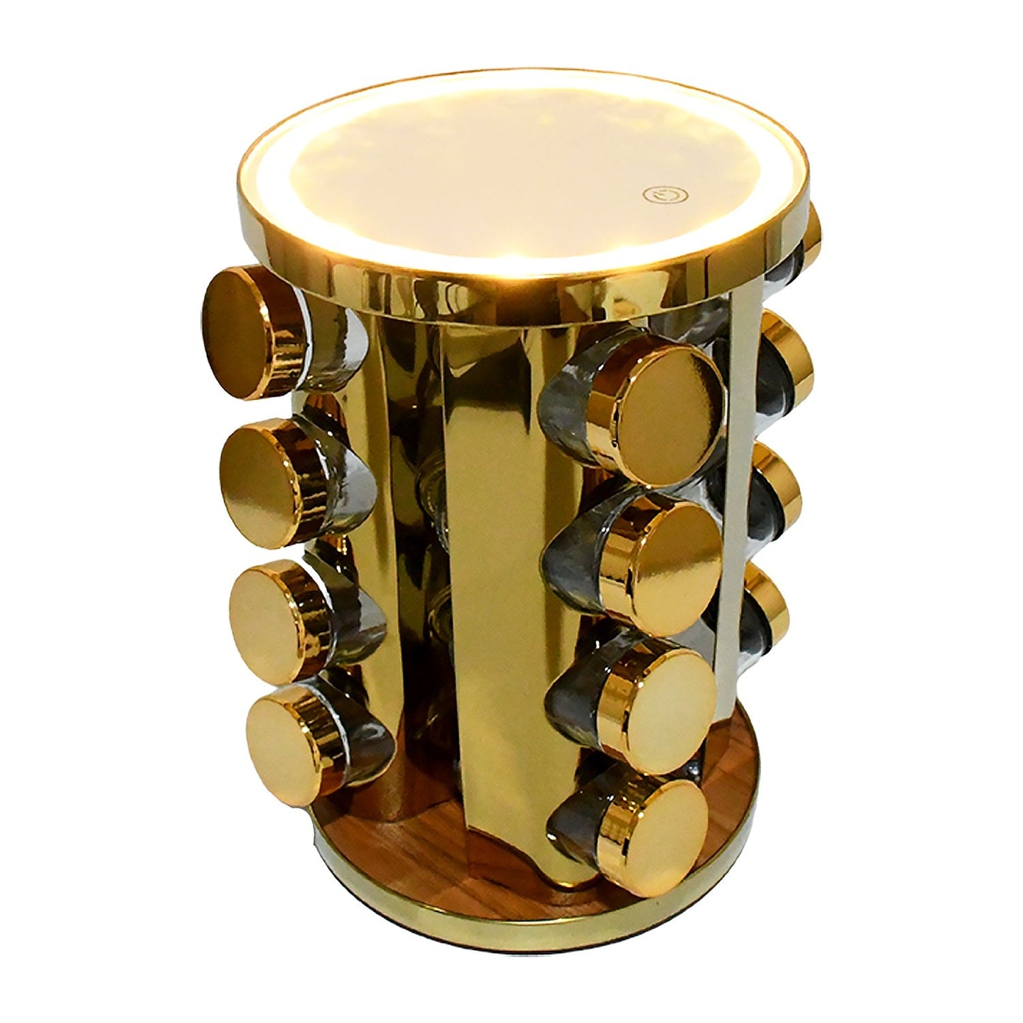 LED Spice Rack Organizer, Rotating Spice Rack  (Golden / 16 Pc / MOQ - 6 pc) signaturekarts