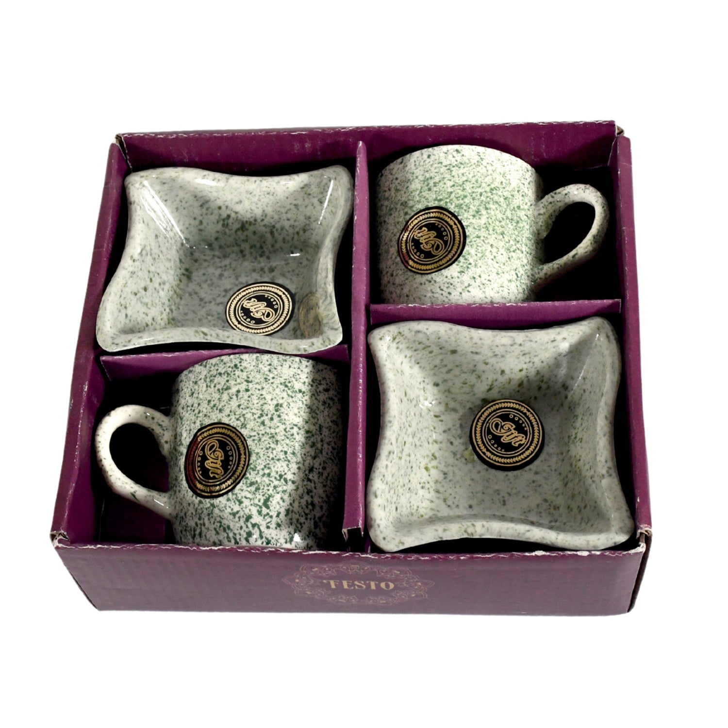 Ceramic Tea / cups / Mug Set Including Snacks / Serving Bowl Milk Cup, Coffee Cup, Tea Cup, Breakfast Cup, Drinking Mug or Outdoor for Household, Gift for Birthday, Wedding Party (4 Pcs set) signaturekarts