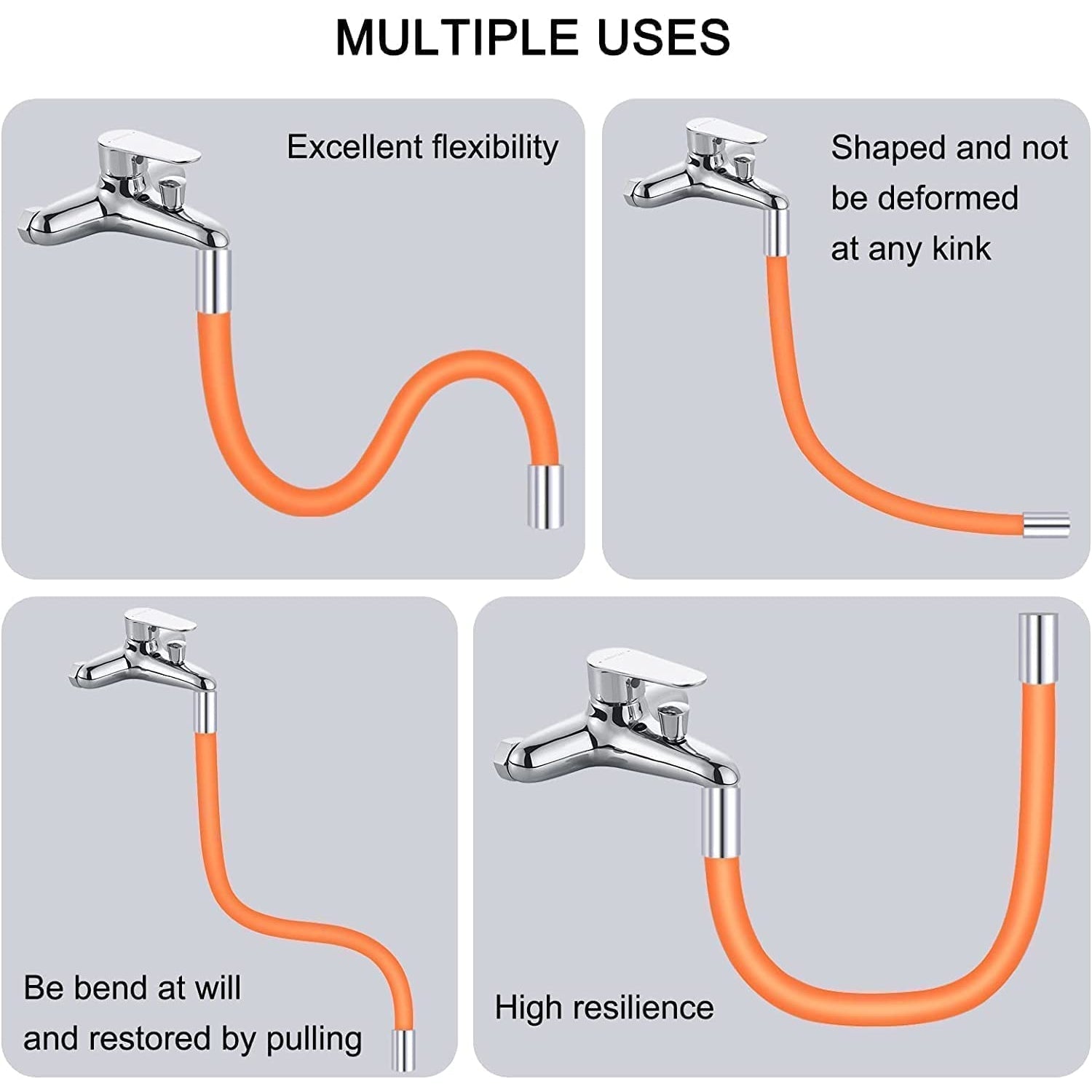 Flexible Water Tap Extender, 360° Bending Faucet Extension Tube with Connector (18cm) Your Brand