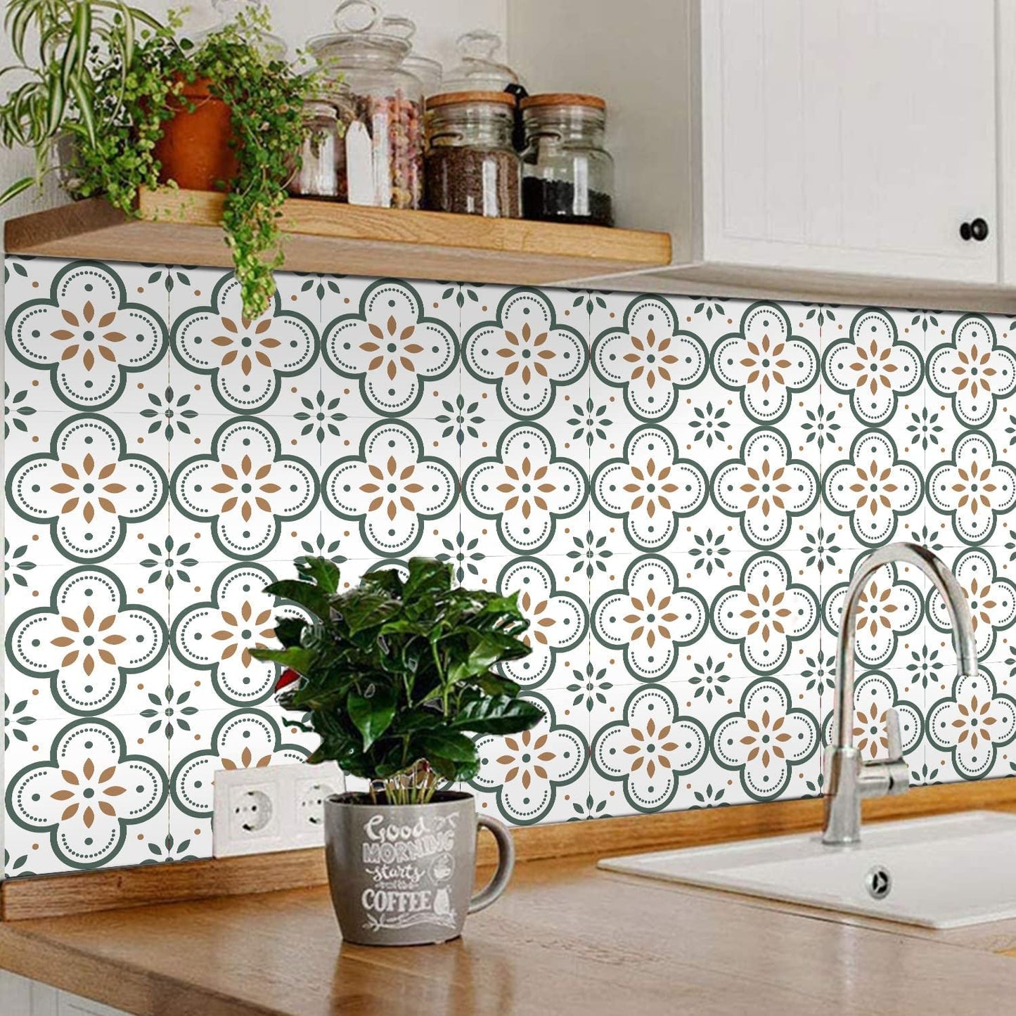 Peel & Stick 8×8 Inch Floor Tiles for Kitchen & Bathroom (10 Pc Set) signaturekarts