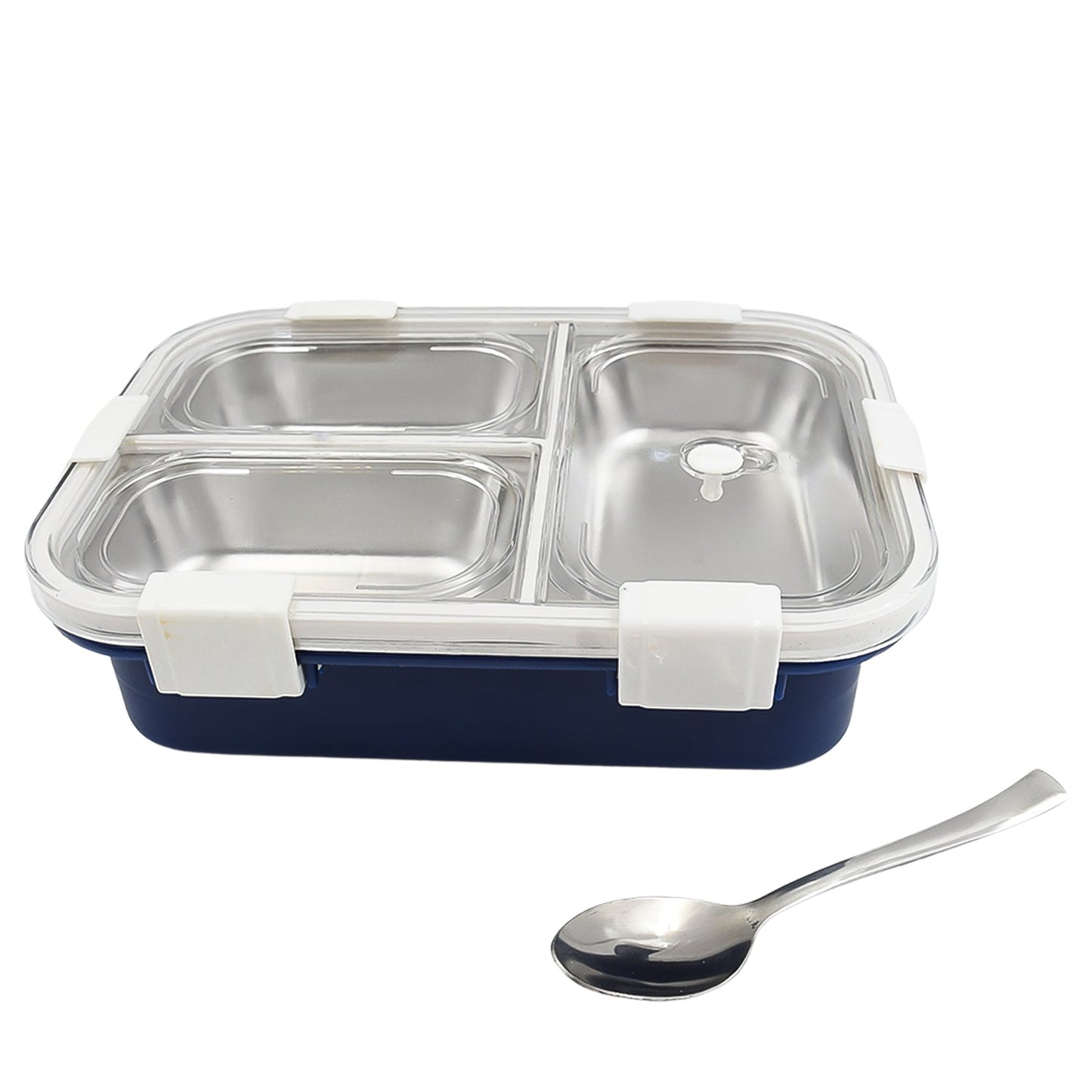 3 Compartment Transparent Stainless Steel Lunch Box for Kids, Tiffin Box, Lunch Box, Lunch Box for Kids, Insulated Lunch Box, Lunch Box for Office Women and Men, Stainless Steel Tiffin Box for Boys, Girls, School Office (Multi Color) signaturekarts