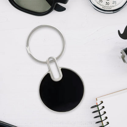 Sleek Black Round Metal Keychain (1 Pc) Signature Kart