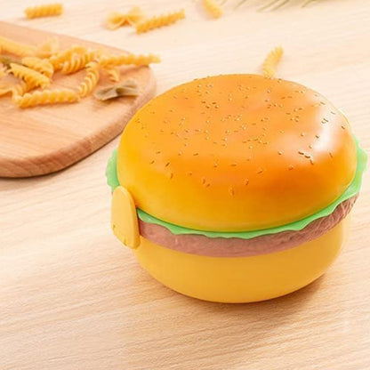 Burger Shape Lunch Box – Double Layer 1000ml Food Container with 2 Spoons for Kids signaturekarts