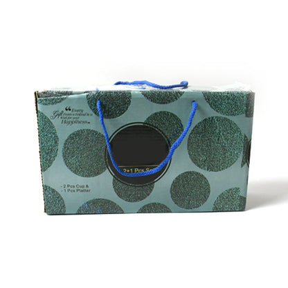 Ceramic Tea/Coffee Cup Set - Alpino 3-Piece 2-Compartment Serving Platter (BPA-Free) signaturekarts