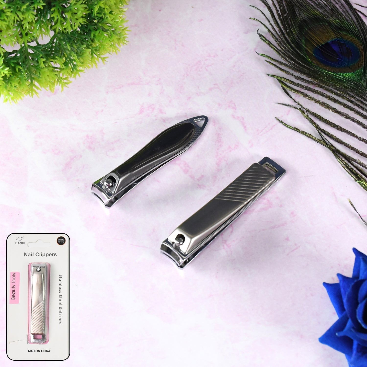 Stainless Steel Folding Portable Large Nail Clippers Nail File (1 Pc / Mix Design) signaturekarts
