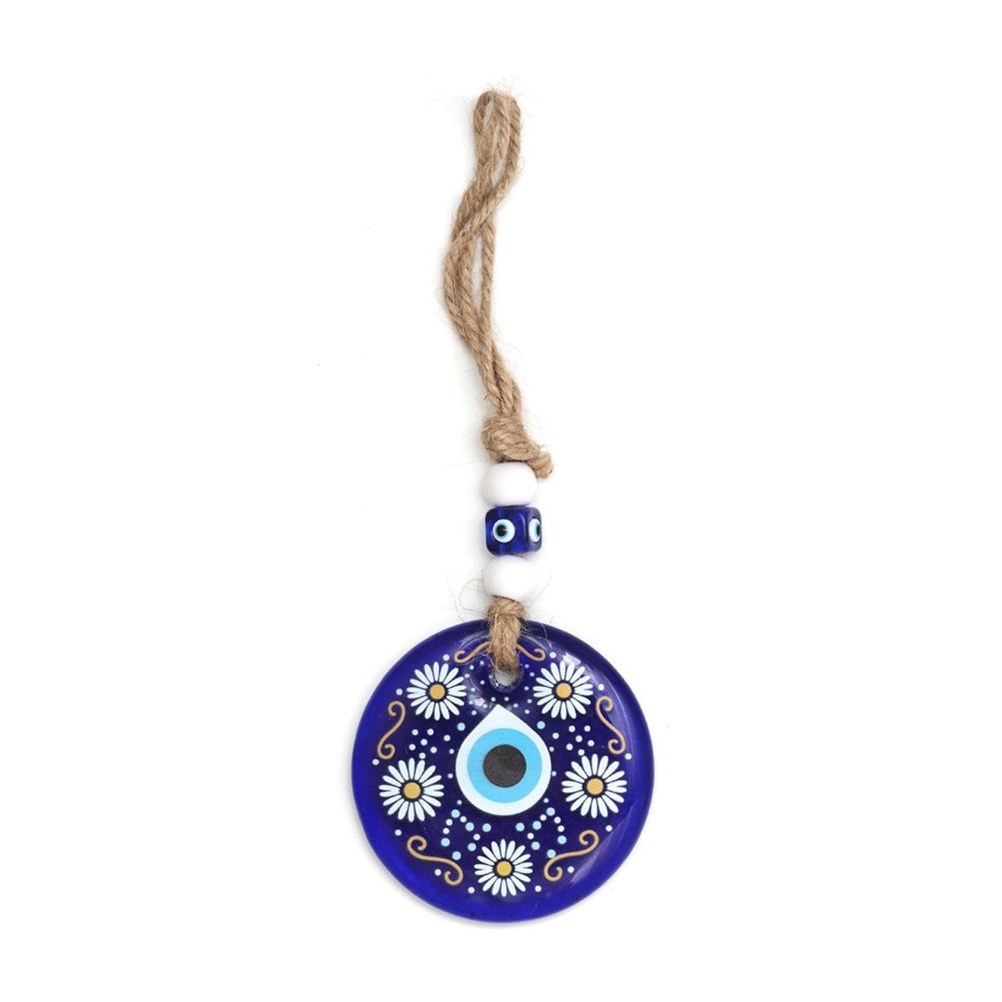 Decorative Evil Eye Wall Hanging Nazar Protector Charm with Beads, Wind Chime (1 Pc) Signature Kart