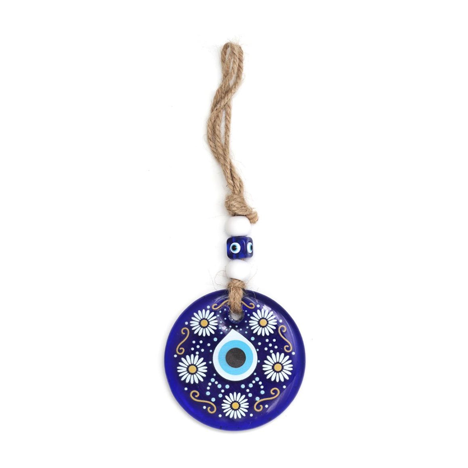 Decorative Evil Eye Wall Hanging Nazar Protector Charm with Beads, Wind Chime (1 Pc) Signature Kart