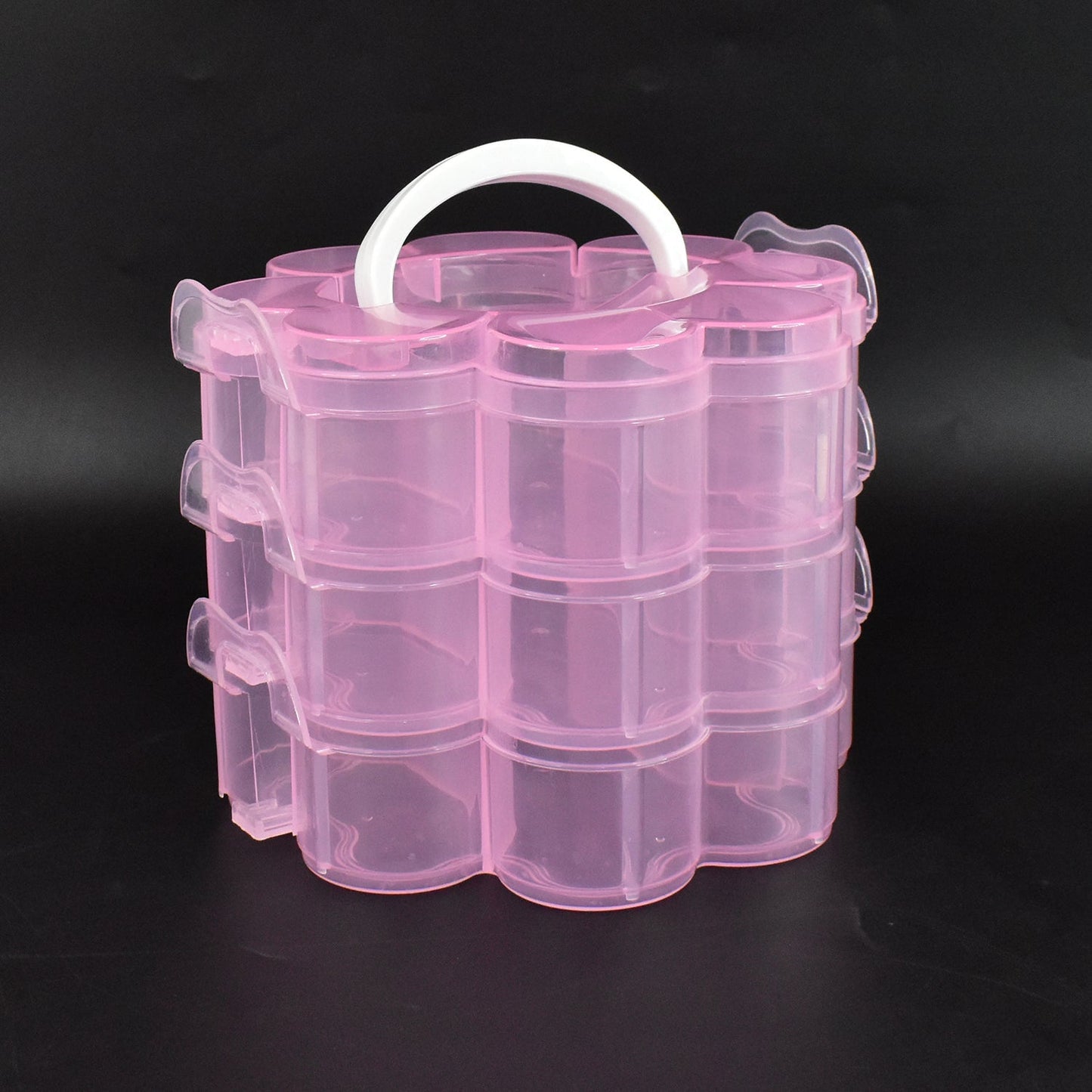 3-Layer Transparent Plastic Flower-Shaped Storage Box with 9 Grids Signature kart