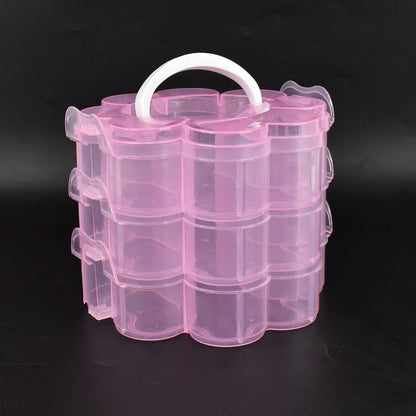 3-Layer Transparent Plastic Flower-Shaped Storage Box with 9 Grids Signature kart