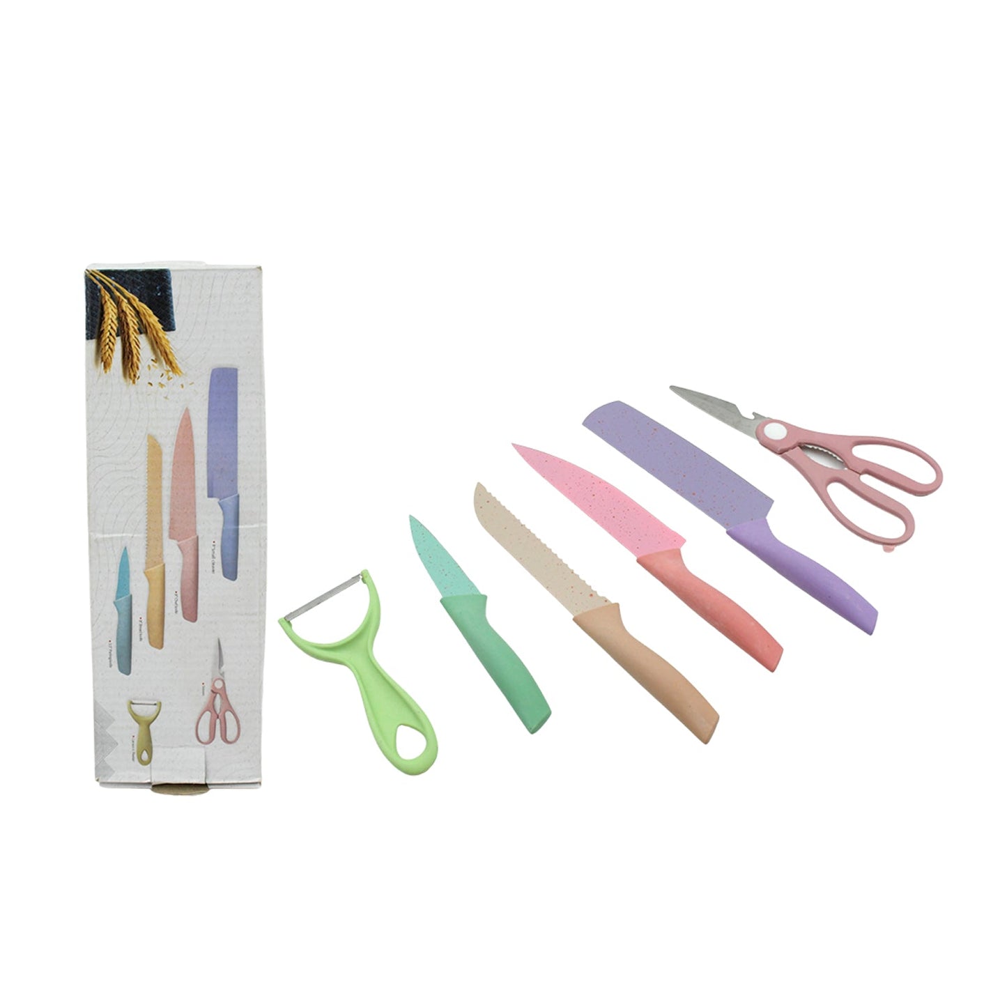 Corrugated 6 Pc Kitchen Knife Set – Professional Knives with Storage Box signaturekarts