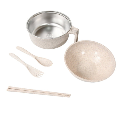Rice Bowl Noodle Set – 6 Pcs with Lid, Handle & Cutlery signaturekarts