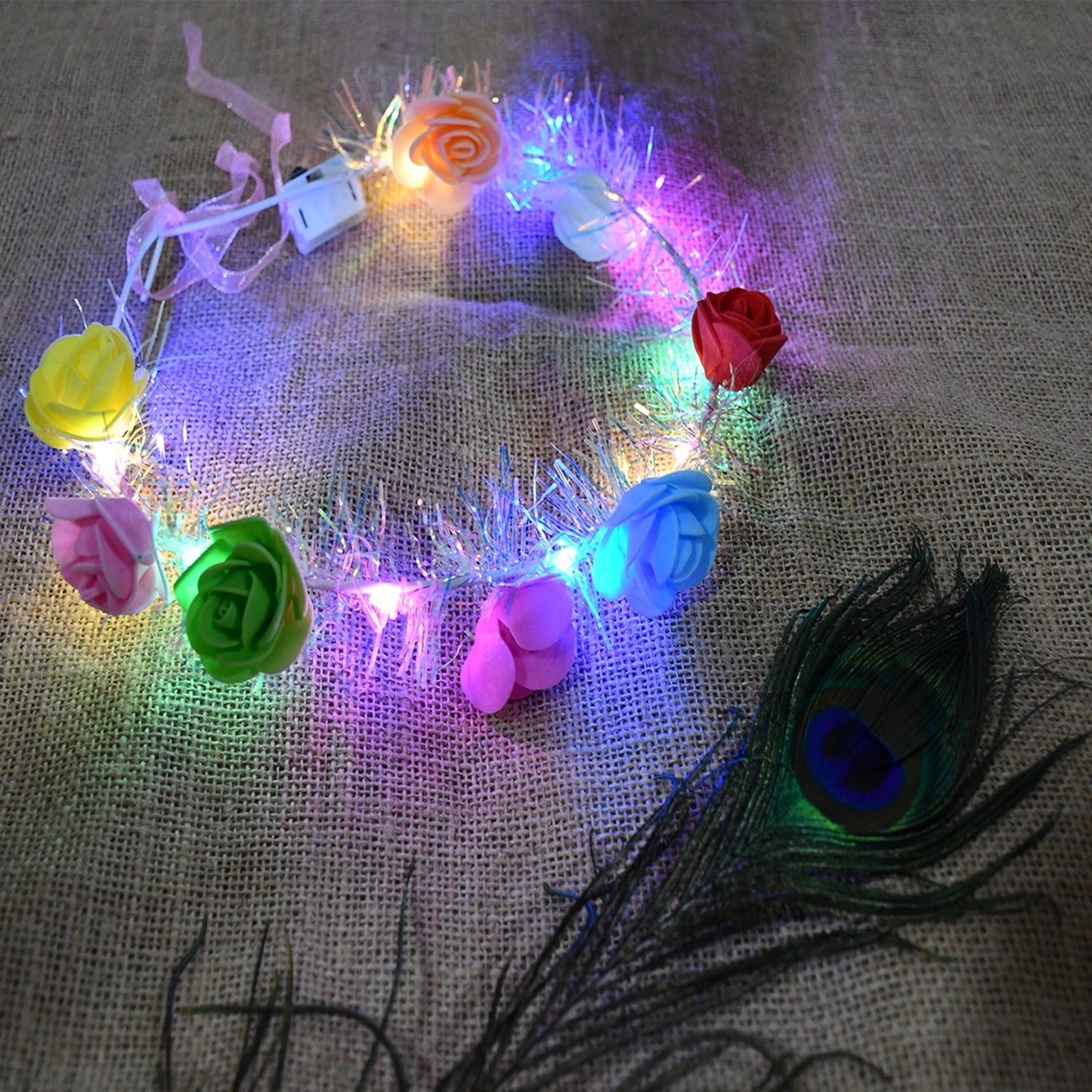 LED Flower Crown Headband – Multicolor Light-Up (1 Pc), Hair accessories Signature kart