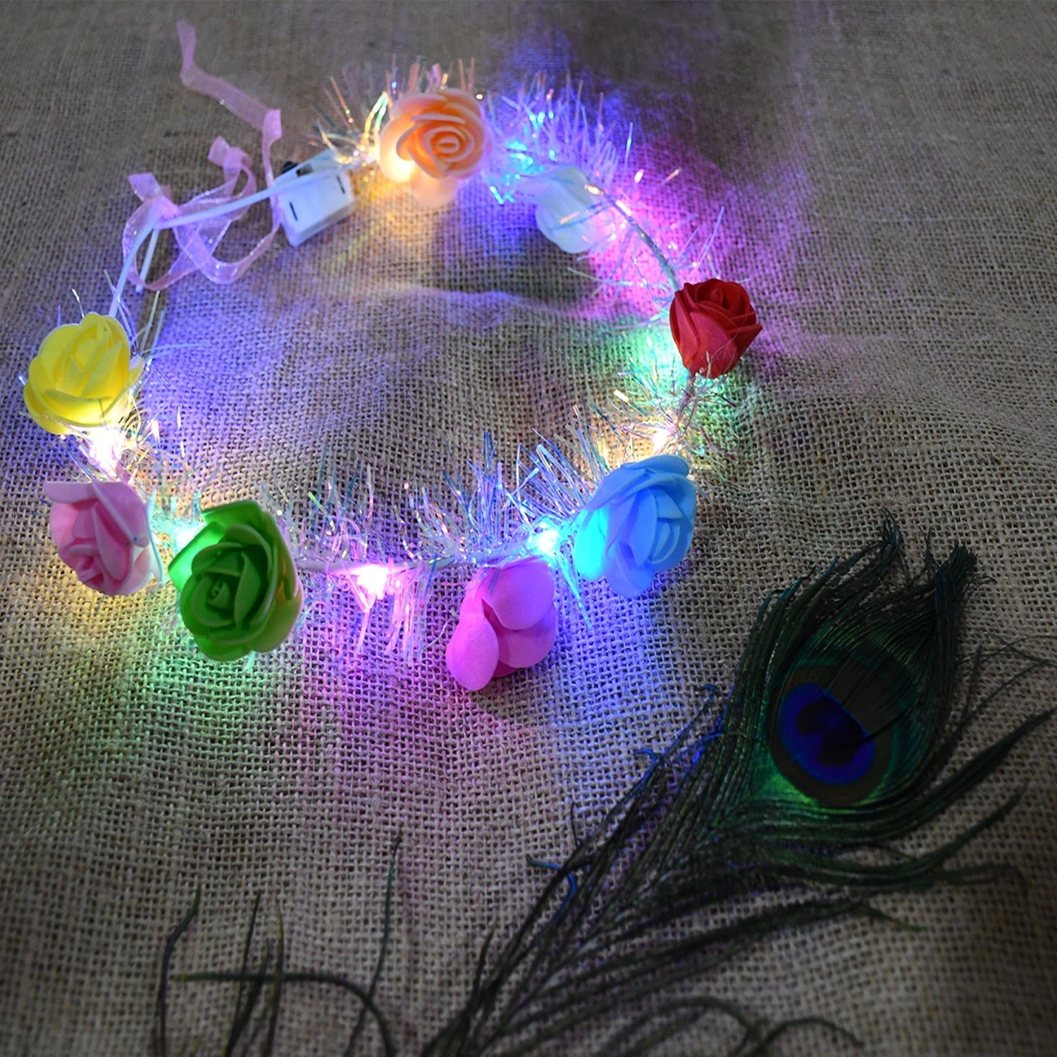 LED Flower Crown Headband – Multicolor Light-Up (1 Pc), Hair accessories Signature kart