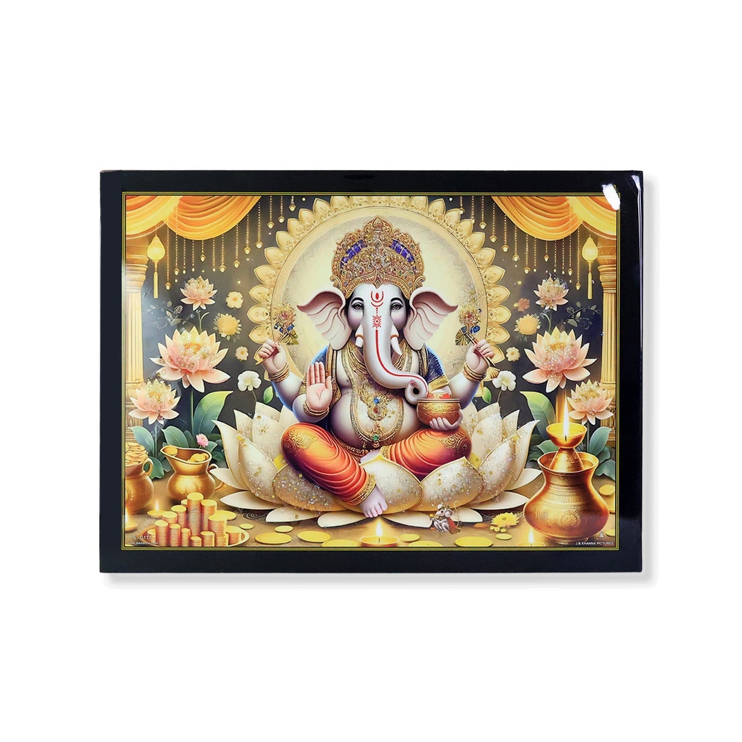 Divine Lord Ganesha Wall Painting Wooden Frame Mix Design, 60x45 Cm Approx (1 Pc) signaturekarts