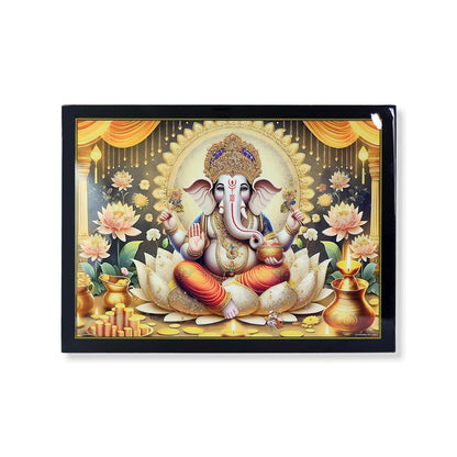 Divine Lord Ganesha Wall Painting Wooden Frame Mix Design, 60x45 Cm Approx (1 Pc) signaturekarts