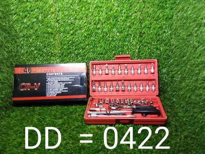 Socket 1 / 4 Inch Combination Repair Tool Kit (Red, 46 pcs) Signature Kart
