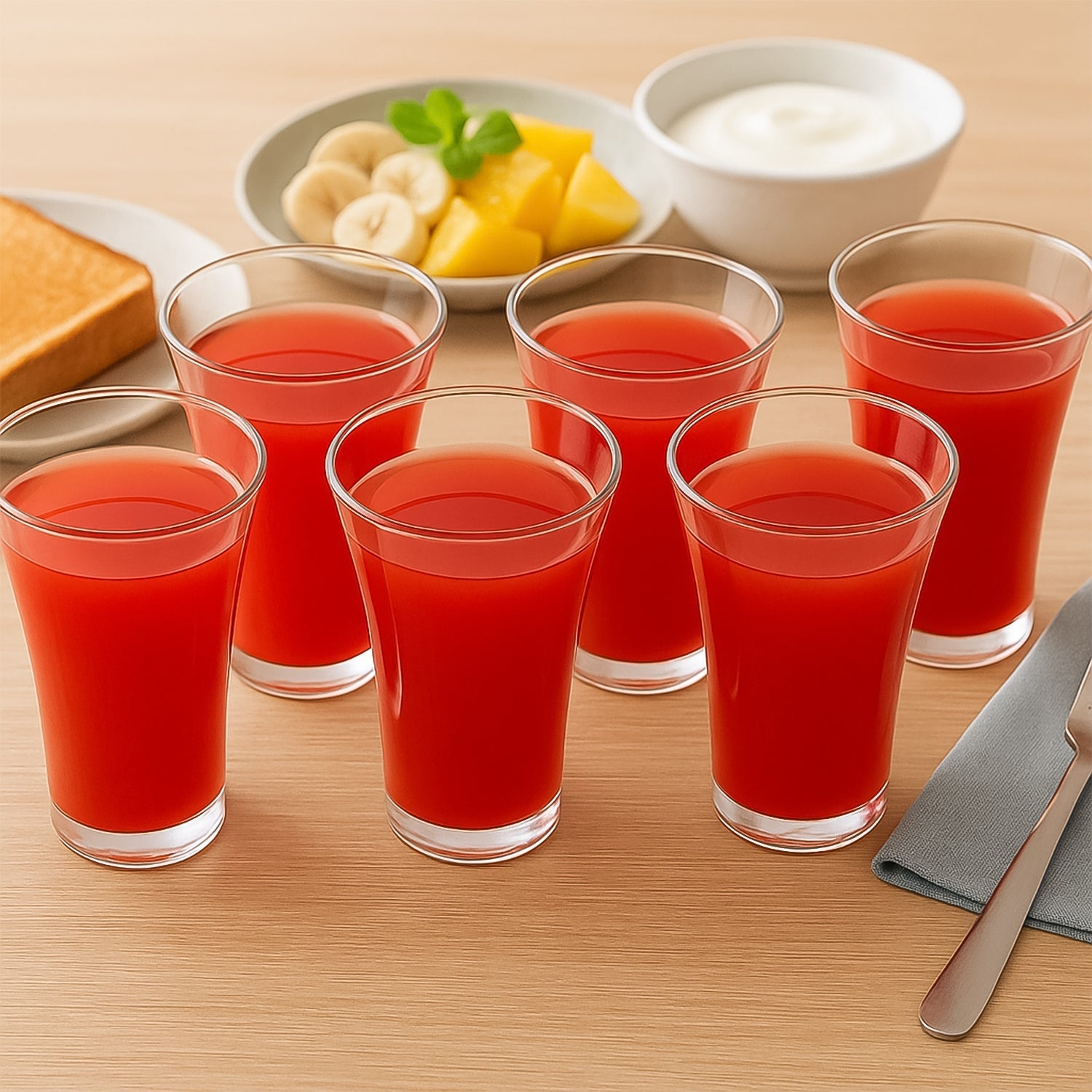 Stylish look Plastic Juicy Glass, Transparent Glasses Set 300ml (6pcs) Signature Kart