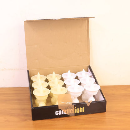 Set of 12 White Water Sensor LED Diyas signaturekarts