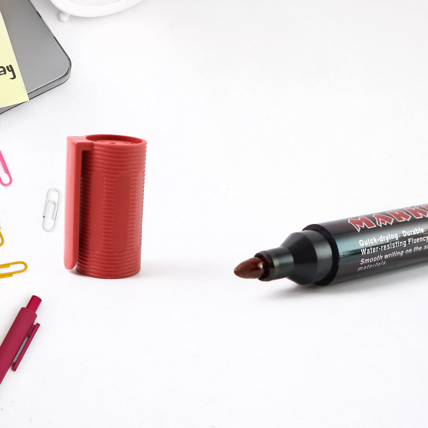 Premium Permanent Red Marker Pen Set (12 Pcs Set) Signature Kart