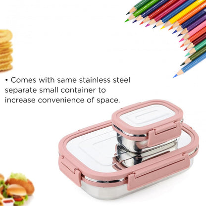 Stainless Steel Leak Proof Air Tight Lunch Boxes (900ML+200ML Approx / 2 Pc Set) Signaturekarts