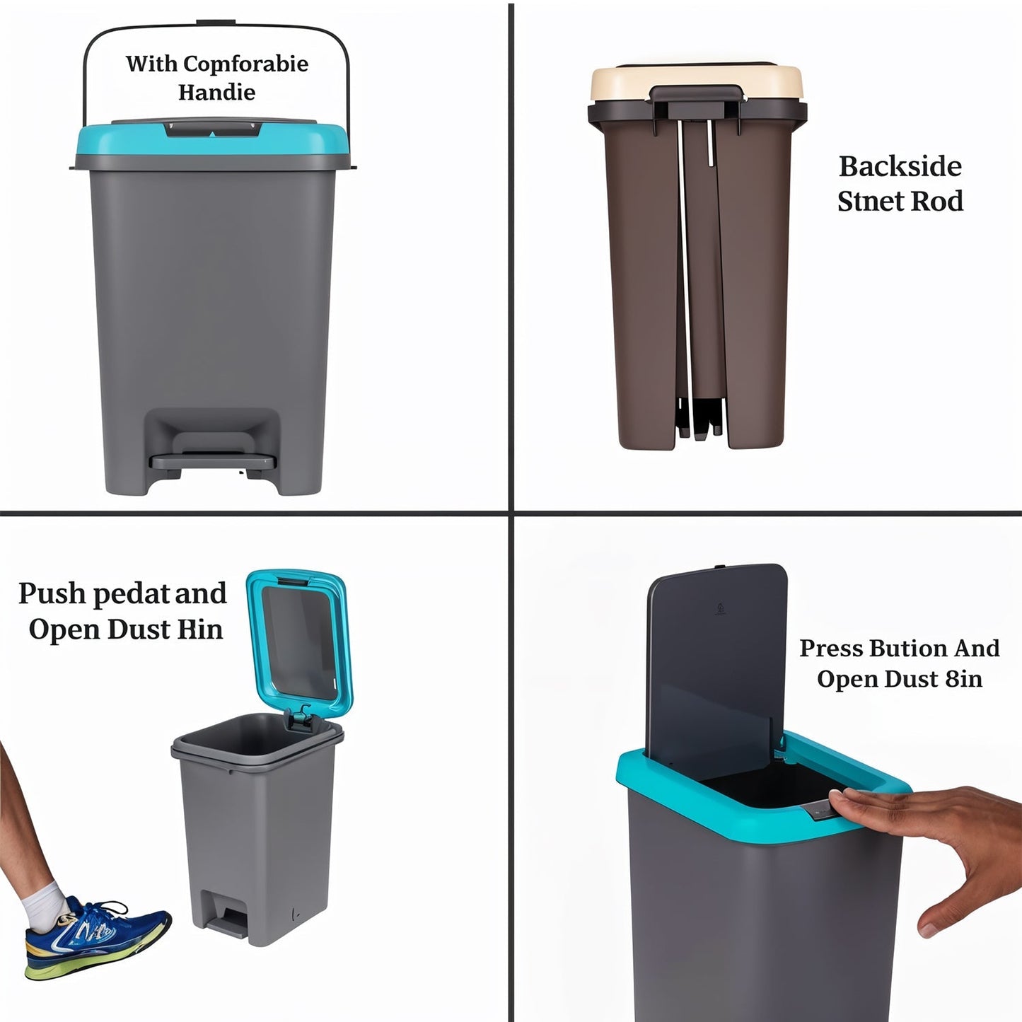 Apex Push N Pedal Plastic Dustbin 10L Capacity (1 Pc) Signature Kart