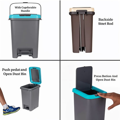 Apex Push N Pedal Plastic Dustbin 10L Capacity (1 Pc) Signature Kart