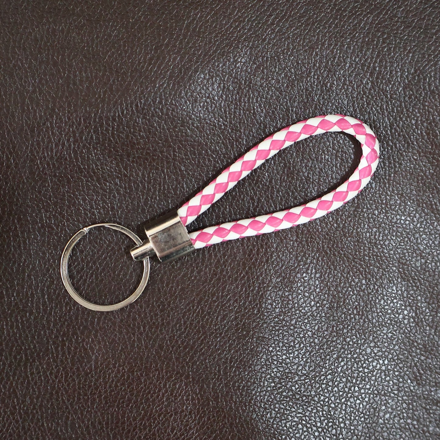 Leather Style Keychain with Metal Ring - (1 Pc) signaturekarts