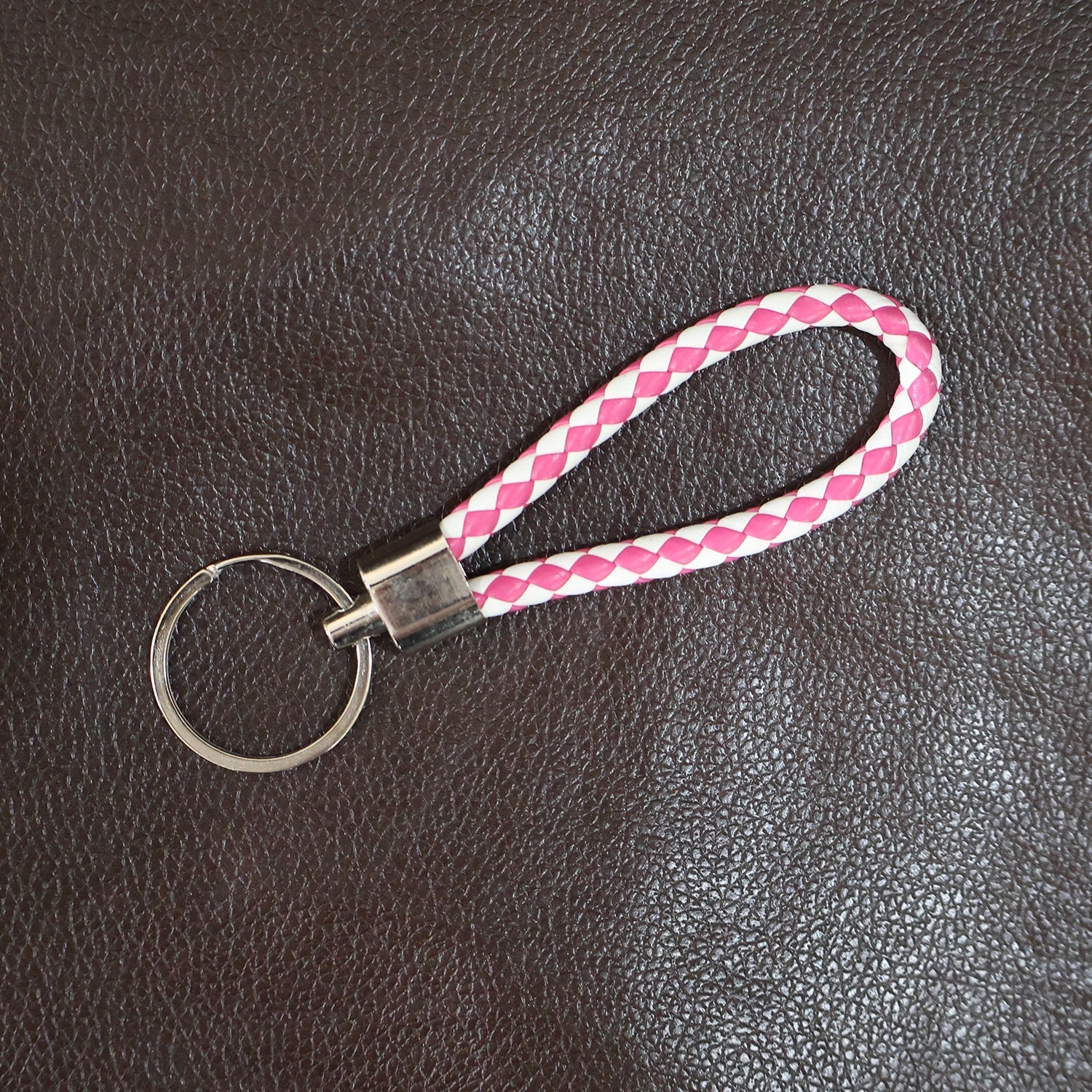 Leather Style Keychain with Metal Ring - (1 Pc) signaturekarts