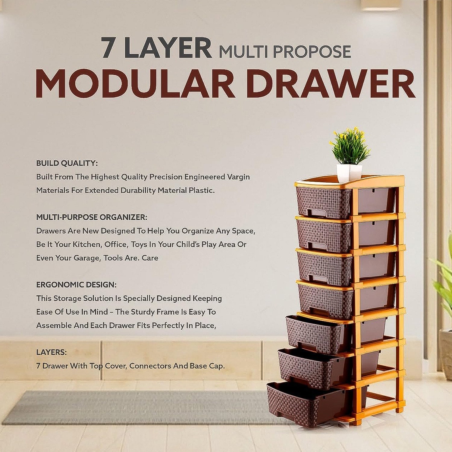 7-Layer Multipurpose Plastic Storage Drawer Organizer Signature kart