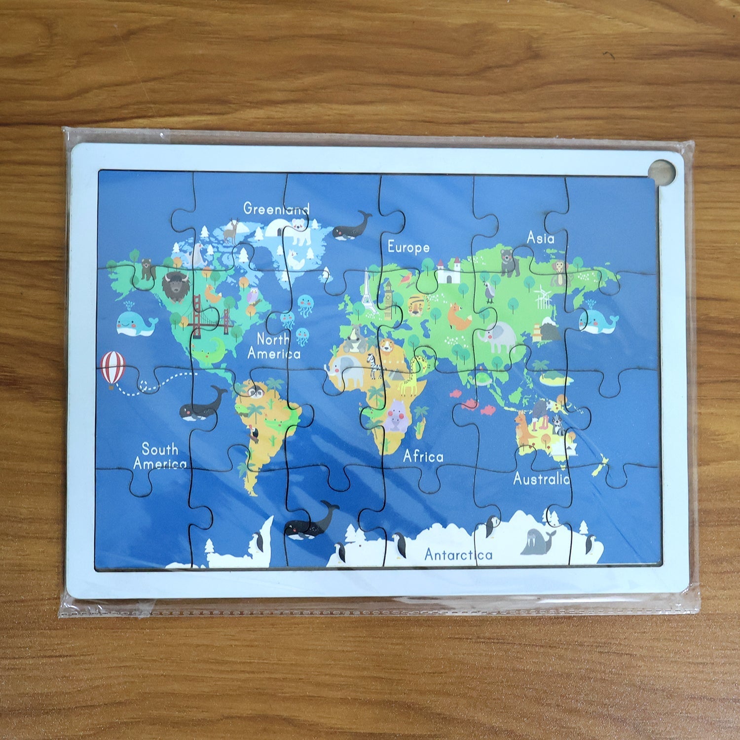 Educational Wooden World Map Puzzle for Kids - (1 Set) signaturekarts